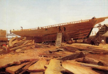 Winslow Homer Painting - Shipbuilding at Gloucester Realism marine painter Winslow Homer